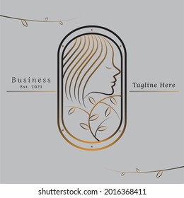 Logo de una mujer y una hoja muy elegante. adecuado para marcas de negocios de moda, marcas de skincare y otras.