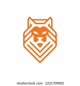 a very elegant lion illustration logo
