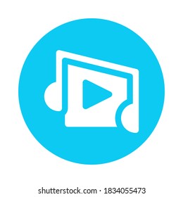 un icono de reproductor de medios de diseño muy elegante decorado con un fondo azul redondo