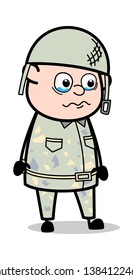 Very Emotional - Cute Army Man Cartoon Soldier Vector Illustration