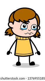 Very Emotional - Retro Cartoon Girl Teen Vector Illustration