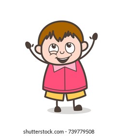 Very Excited Laughing Face - Cute Cartoon Fat Kid Illustration