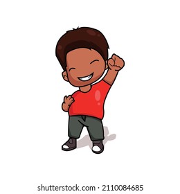 very excited little boy character vector