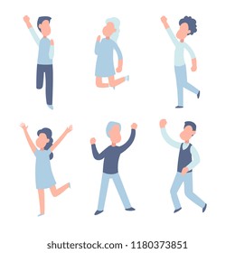 very exciting pose characters. hand drawing style vector illustration flat design.