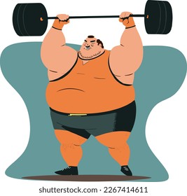 very fat man lifting a heavy barbell