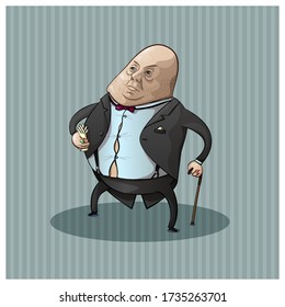 Very fat man. Vector illustration