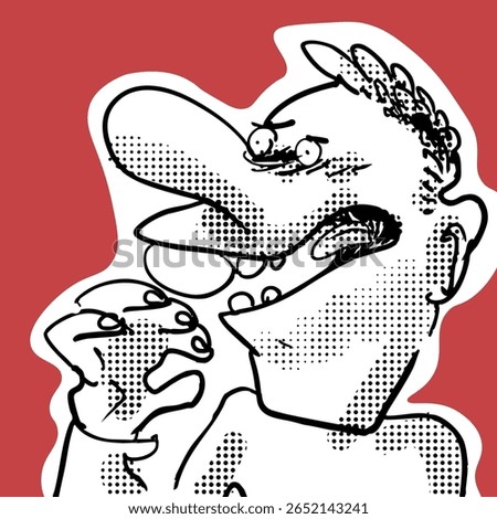 A very frightened man avoid of something, cartoon style vector illustration. line art, whites and background color are in separate layers.