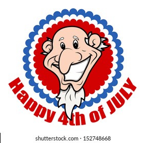 Very Funny Bald Uncle Sam - 4th of July Vector Illustration