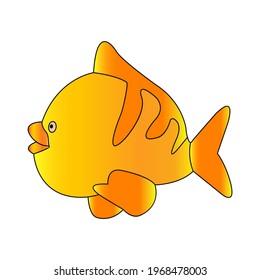 Very funny, cartoon goldfish. Vector image.