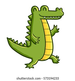 Very funny walking crocodile with two feet - vector.