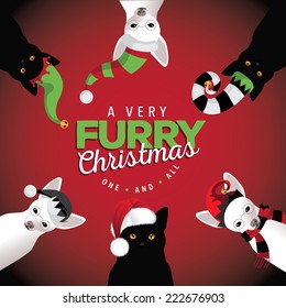 Very furry Christmas dogs and cats EPS 10 vector 