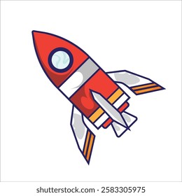 Very futuristic cool rocket preparing to launch, vector, icon, shade, cartoon illustration