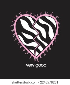 very good slogan on zebra heart illustration design