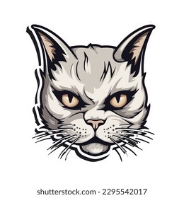 Pegatina de cabeza de gato muy gráfica en vector