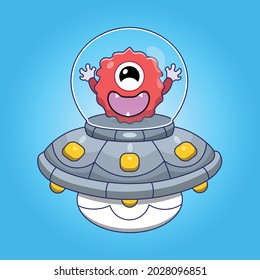 Very Happy Alien Flying Spaceship Cartoon Stock Vector (Royalty Free ...