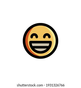 Very Happy Big Smile Emoticon Icon Logo Vector Illustration. Outline Style.
