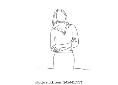 Very happy business woman. Business woman concept one-line drawing