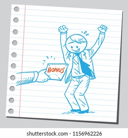 Very happy businessman receiving bonus 