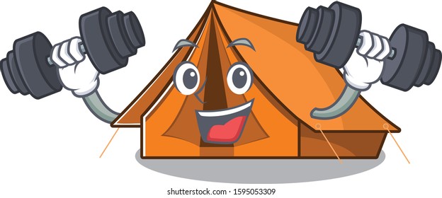 Very happy camping tent Scroll character with weights