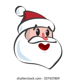 Very Happy Cartoon Head Santa Claus Portrait. Isolated Vector Elements. White background.