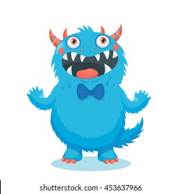 Very Happy Colorful Monster Funny character. Cute Monster Vector. Cartoon Monster Mascot. Vector Illustration Funny Fantastic Animals. 