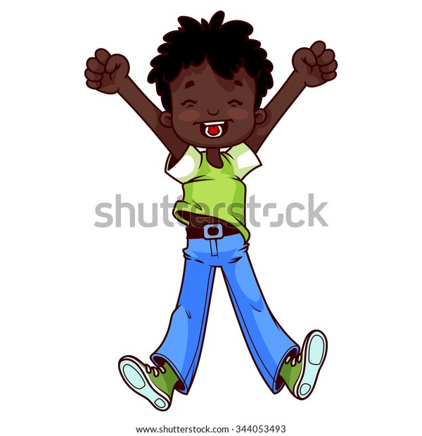 Download Very Happy Cute African American Boy Stock Vector (Royalty Free) 344053493