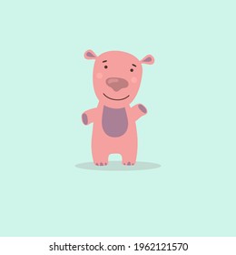 very happy cute hippo vector in cartoon illustration style