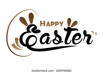Very Happy Easter,bunny and egg with color background.vector