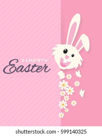 Very Happy Easter,rabbit and flowers,paper art