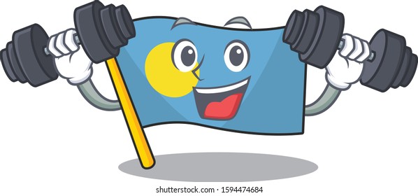 Very happy flag palau Scroll character with money on hands