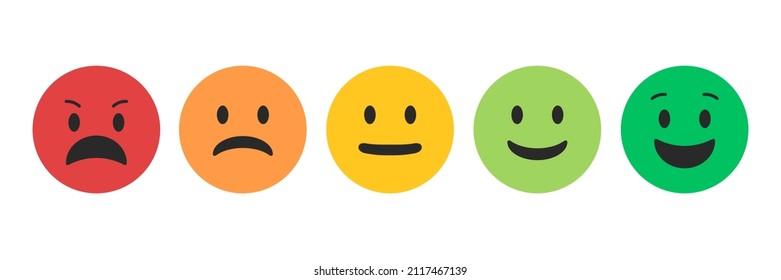 Very happy, happy, neutral, sad and angry icon. Icon set vector illustration on flat style