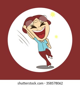 very happy person jumping