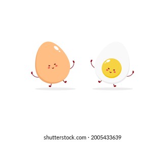 very happy two egg mascot logo