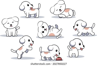 Very happy white dog set on white background vector illustration