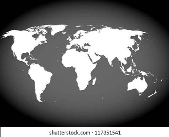 Very high detailed map of the world, with slight 3 D appearance, placed on gray ellipse background,vector