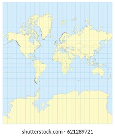 Very high detailed map of the world in Mercator projection with graticule. Centered in Europe and Africa. Elements of this image furnished by NASA