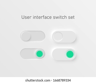 Very high detailed white user interface switches for websites and mobile apps, vector illustration