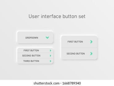 Very high detailed white user interface button set for websites and mobile apps, vector illustration