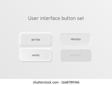 Very high detailed white user interface button set for websites and mobile apps, vector illustration