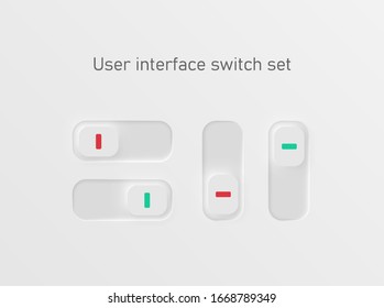 Very high detailed white user interface switches for websites and mobile apps, vector illustration