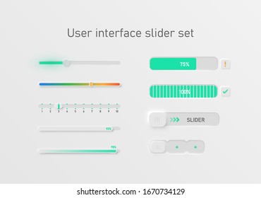 Very high detailed white user interface slider set for websites and mobile apps, vector illustration - Shutterstock ID 1670734129