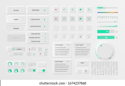 Very high detailed white user interface pack for websites and mobile apps, vector illustration