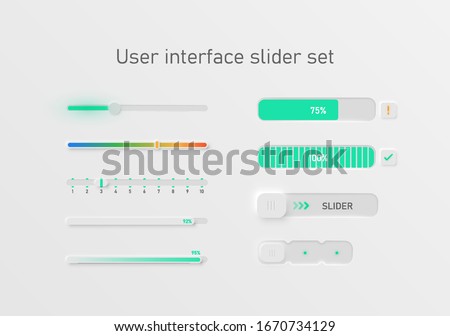 Very high detailed white user interface slider set for websites and mobile apps, vector illustration