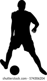 Very high quality detailed soccer football player silhouette cutout outlines.