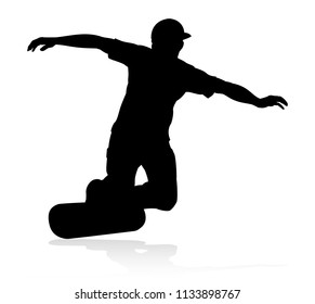 Very high quality and highly detailed skating skateboarder silhouette