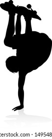 Very high quality and highly detailed skating skateboarder silhouette