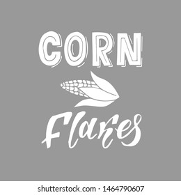 Very high quality original trendy vector lettering illustration of sweet corn. Bunch of Corn. summer farm design elements. Hand drawn.