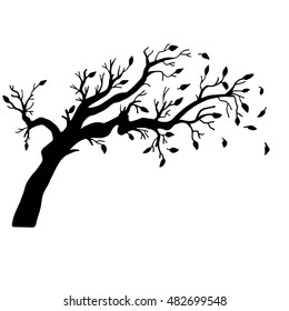 Very high quality original trendy  vector illustration of an old branch with leaves