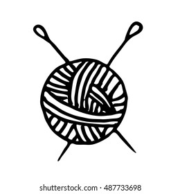 Very high quality original trendy  vector ball of yarn and knitting needles