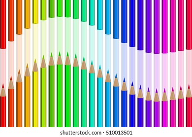 Very high quality original trendy realistic vector set of colored pencils in all rainbow colors can be used for design, banners, poster, flyer, cover, brochure. template,